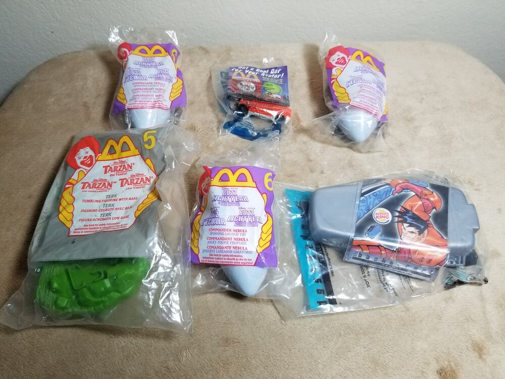 McDonald's Happy Meal Tarzan Buzz Lightyear Vulture Figurines Sealed Bag x6 Vtg